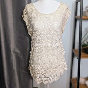 Aerie Off-White Lace Top — Size Small